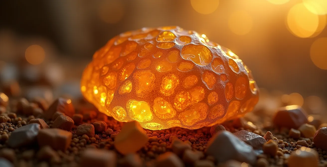 Dettaglio microscopico di strutture mitocondriali con gradienti energetici luminosi